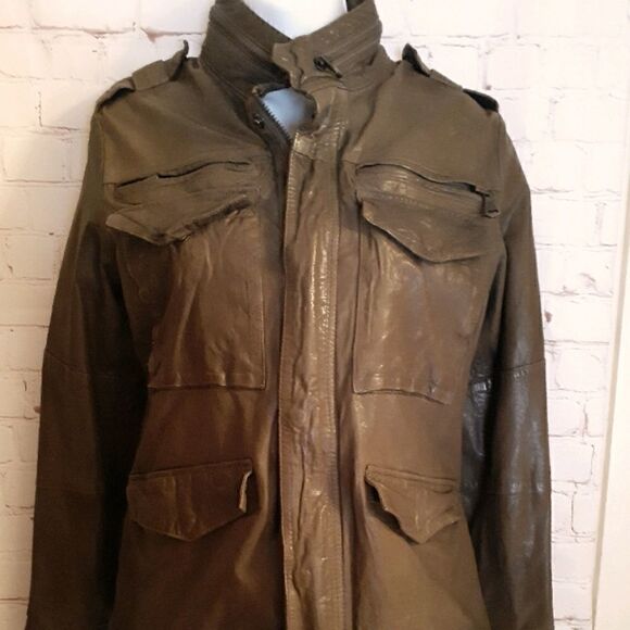 Joe’s Jeans Olive Brown Lambskin Leather Jacket S - Picture 3 of 9